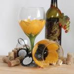 Sunflower Painted Wine Glass That Is Dishwasher..