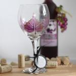 Purple Leaf With Gold Trim Painted Wine Glass -..