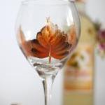 Orange Leaf With Gold Trim Painted Wine Glass -..