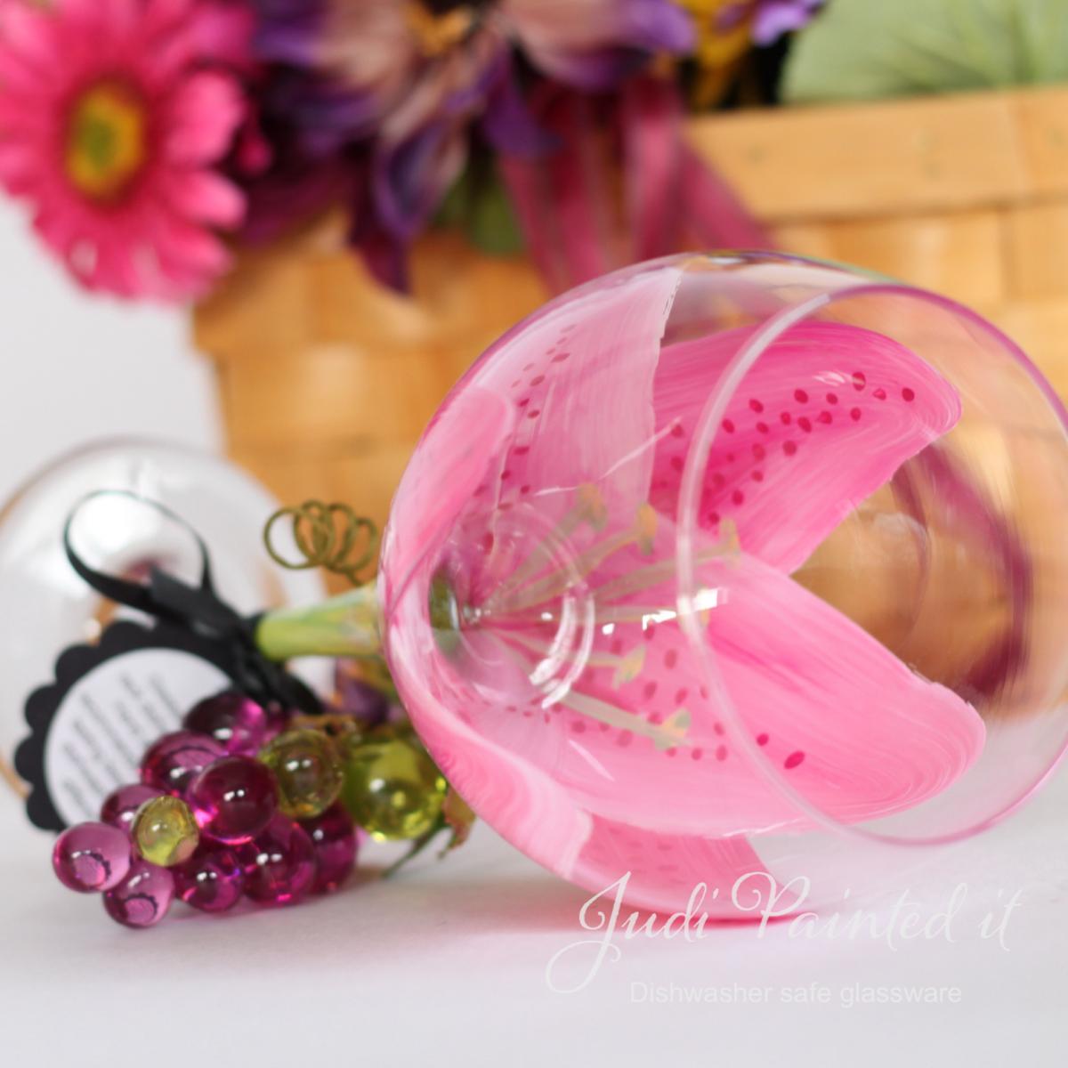 Stargazer Painted Wine Glass In Magenta Pink - Dishwasher Safe